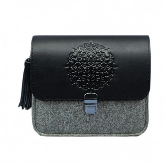 Бохо-сумка через плечо BlankNote Лилу Фьорд Графит серый фетр + чёрная кожа BN-BAG-3-felt-g
