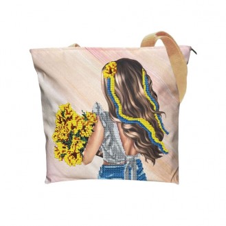Женская сумка шоппер Viravel Handmade вышивка бисером "Все буде Україна!" розовая BGCB100