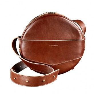 Круглая сумка-трансформер BlankNote Maxi Коньяк натуральная кожа светло-коричневая BN-BAG-30-k