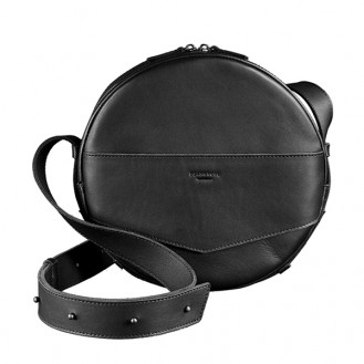 Круглая сумка-трансформер BlankNote Maxi Графит натуральная кожа чёрная BN-BAG-30-g