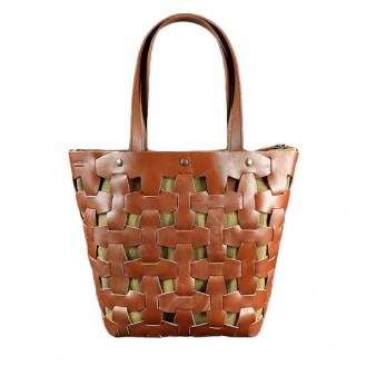 Женская сумка-шоппер BlankNote Пазл L Коньяк натуральная кожа crust светло-коричневая BN-BAG-33-k