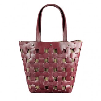 Женская сумка-шоппер BlankNote Пазл L Виноград натуральная кожа crust бордовая BN-BAG-33-vin