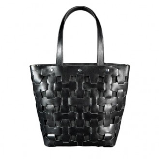 Женская сумка-шоппер BlankNote Пазл L Уголь натуральная кожа тёмно-чёрная BN-BAG-33-ygol