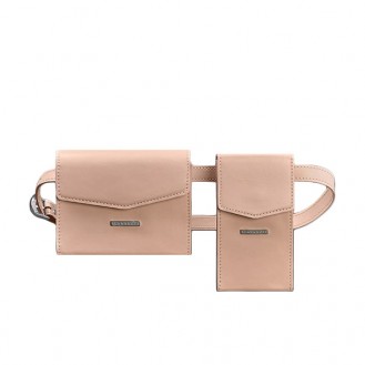 Набор сумок поясная/кроссбоди BlankNote Mini Персик натуральная кожа crust розового цвета BN-BAG-38-pink