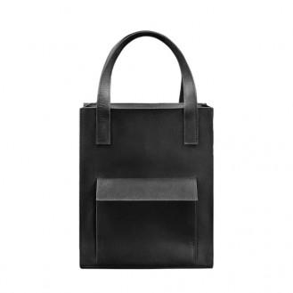 Женская сумка-шоппер с карманом BlankNote Бэтси Графит натуральная кожа чёрная BN-BAG-10-1-g-kr