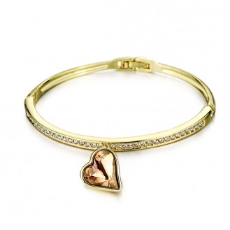 Женский браслет на руку VELI бижутерия с кристаллами Сердце Тондо золотистый 187129