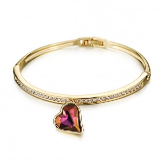Женский браслет на руку VELI бижутерия с кристаллами Сердце Тондо розовый 187130