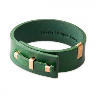 Кожаный браслет в один оборот LUY n-1-one-4 зелёный, 17.0 см
