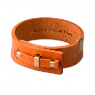 Кожаный браслет в один оборот LUY n-1-one-7 оранжевый, 17.0 см