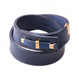 Кожаный браслет в два оборота LUY n-1-two-1 синий, 17.0 см