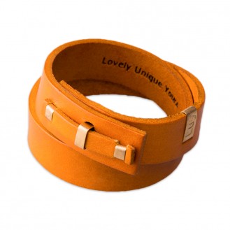Кожаный браслет в два оборота LUY n-1-two-6 жёлтый, 17.0 см