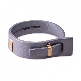 Женские кожаный браслет в один оборот LUY n-2-one-8 серый, 18.0 см