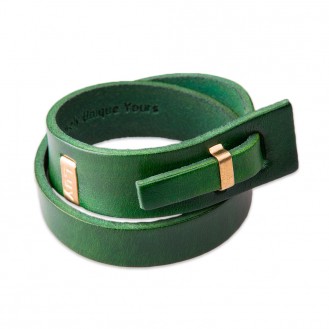 Кожаный браслет в два оборота LUY n-2-two-4 зелёный, 18.0 см