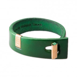 Кожаный браслет в один оборот LUY n-3-one-4 зелёный, 17.0 см