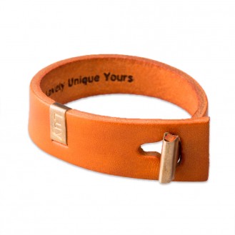 Кожаный браслет в один оборот LUY n-3-one-7 оранжевый, 17.0 см