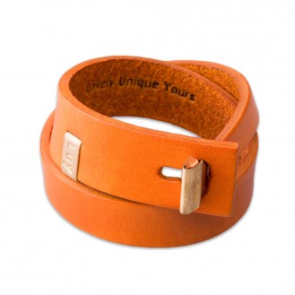 Кожаный браслет в два оборота LUY n-3-two-7 оранжевый, 17.0 см