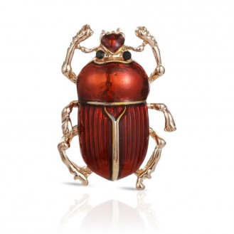 Брошь BROCHE бижутерия Насекомые Жук Скарабей красная BRBF114843