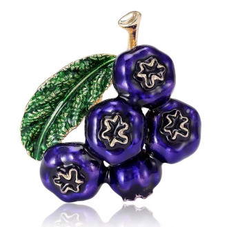Брошь женская BROCHE бижутерия с эмалью Ягоды Черника BRSF110729