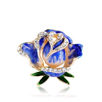 Брошь женская BROCHE бижутерия с эмалью Роза синяя BRBF110843