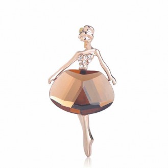 Брошь женская BROCHE бижутерия с кристаллами Профессии Девушка Балерина коричневая BRSF110855