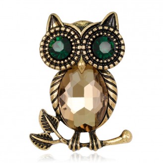Брошь BROCHE бижутерия Винтаж Птицы Сова жёлтая BRBF110886