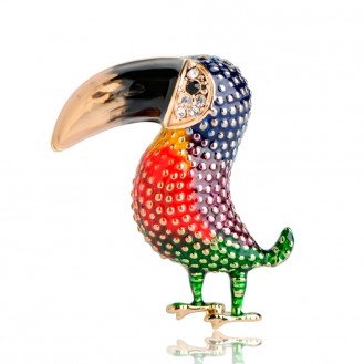 Брошь унисекс BROCHE бижутерия с эмалью Птицы Попугай Тукан разноцветная BRSF110890