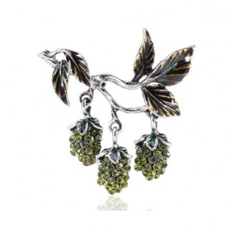 Брошь BROCHE бижутерия Ягоды Виноград зелёная BRBF114451