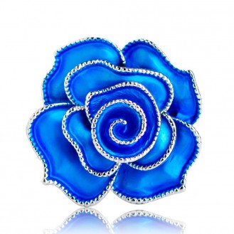 Брошь женская BROCHE бижутерия с эмалью Цветы Роза синяя BRSF110961