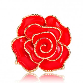 Брошь женская BROCHE бижутерия с эмалью Цветы Роза красная BRSF110962