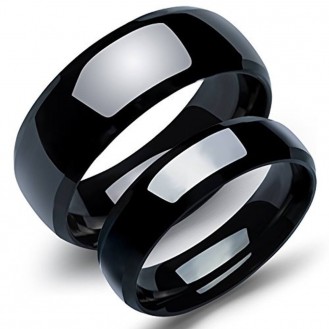 Парные кольца для влюблённых VELI бижутерия из нержавеющей медицинской стали Танго вдвоем чёрные 171925