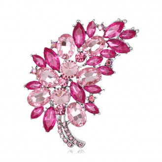 Брошь женская BROCHE бижутерия с кристаллами Цветы Букет розовая BRBF110511