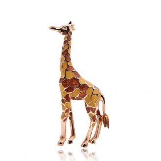 Брошь унисекс BROCHE бижутерия с эмалью Животные Жираф коричневая BRBF111060