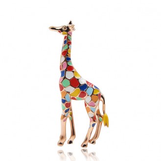 Брошь унисекс BROCHE бижутерия с эмалью Животные Жираф разноцветная BRBF110353