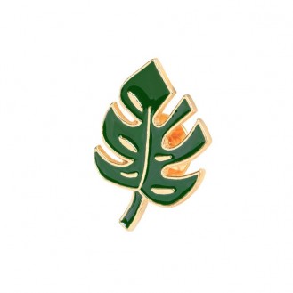 Брошь-значок унисекс BROCHE брошки бижутерия с эмалью Листок зелёная BRGV112858