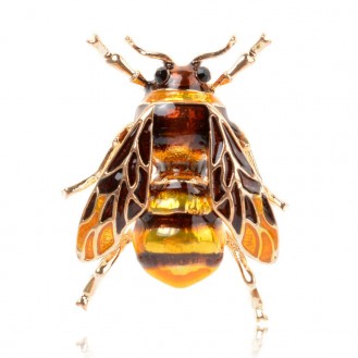 Брошь унисекс BROCHE бижутерия с эмалью Насекомые Пчела золотистая BRBF110814