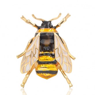 Брошь унисекс BROCHE бижутерия с эмалью Насекомые Пчела жёлтая BRBF110422