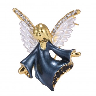 Брошь женская BROCHE бижутерия Ангелочек с крыльями синяя BRSF110593