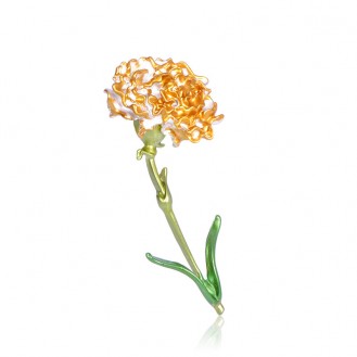 Брошь женская BROCHE бижутерия с эмалью Цветы Гвоздика жёлтая BRBF111174