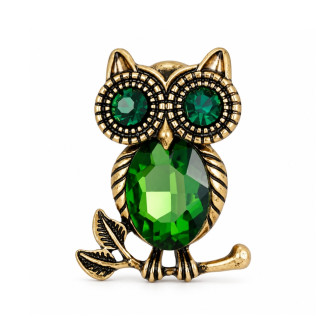 Брошь BROCHE Птицы Сова зелёная BRBF115638