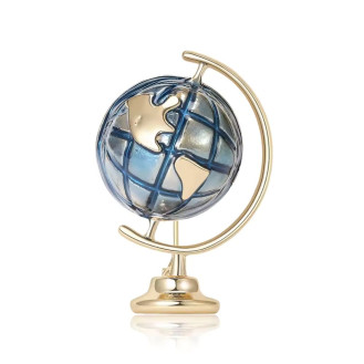 Брошь унисекс BROCHE бижутерия с эмалью Глобус синяя BRBF111205