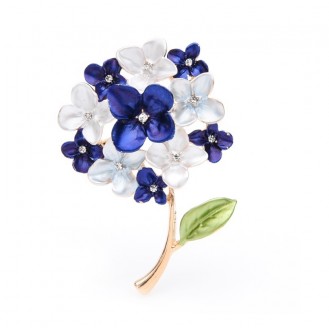 Брошь-кулон женская BROCHE бижутерия с эмалью Цветы Сирень синяя BRBF111267