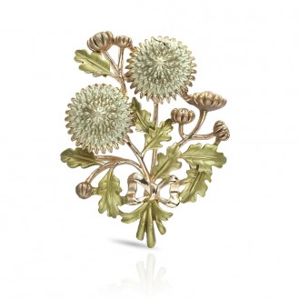 Брошь BROCHE бижутерия Цветы Хризантемы зелёная BRBF114889