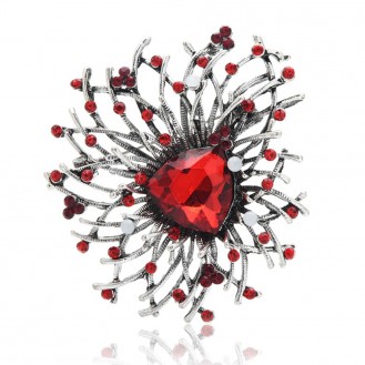 Брошь-кулон женская BROCHE бижутерия с кристаллами Авангард красная BRBF111342