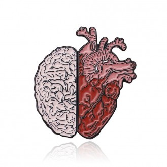 Брошь-значок унисекс BROCHE бижутерия с эмалью Медицина Анатомия Мозг Сердце BRGV111586
