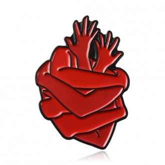 Брошь-значок унисекс BROCHE бижутерия с эмалью Медицина Анатомия Сердце Руки BRGV111587