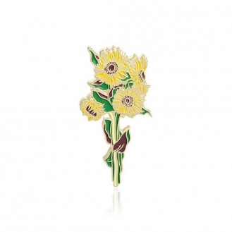 Брошь-значок женская BROCHE бижутерия с эмалью Цветы Подсолнухи BRGV111595