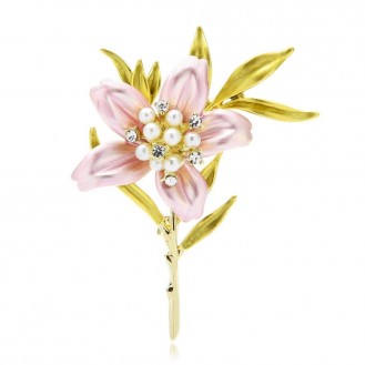 Брошь женская BROCHE бижутерия с эмалью Цветы Мурайя розовая BRBF111654