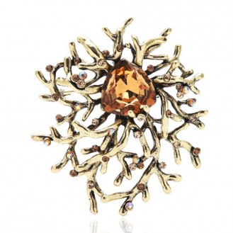 Брошь-кулон женская BROCHE бижутерия с кристаллами Авангард коричневая BRSF111680