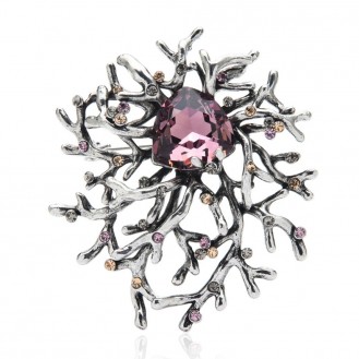 Брошь-кулон женская BROCHE бижутерия с кристаллами Авангард фиолетовая BRSF111663