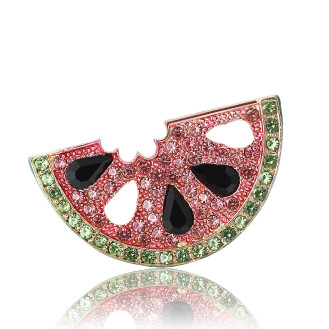 Брошь BROCHE бижутерия Арбуз с кристаллами розовая BRBF115180